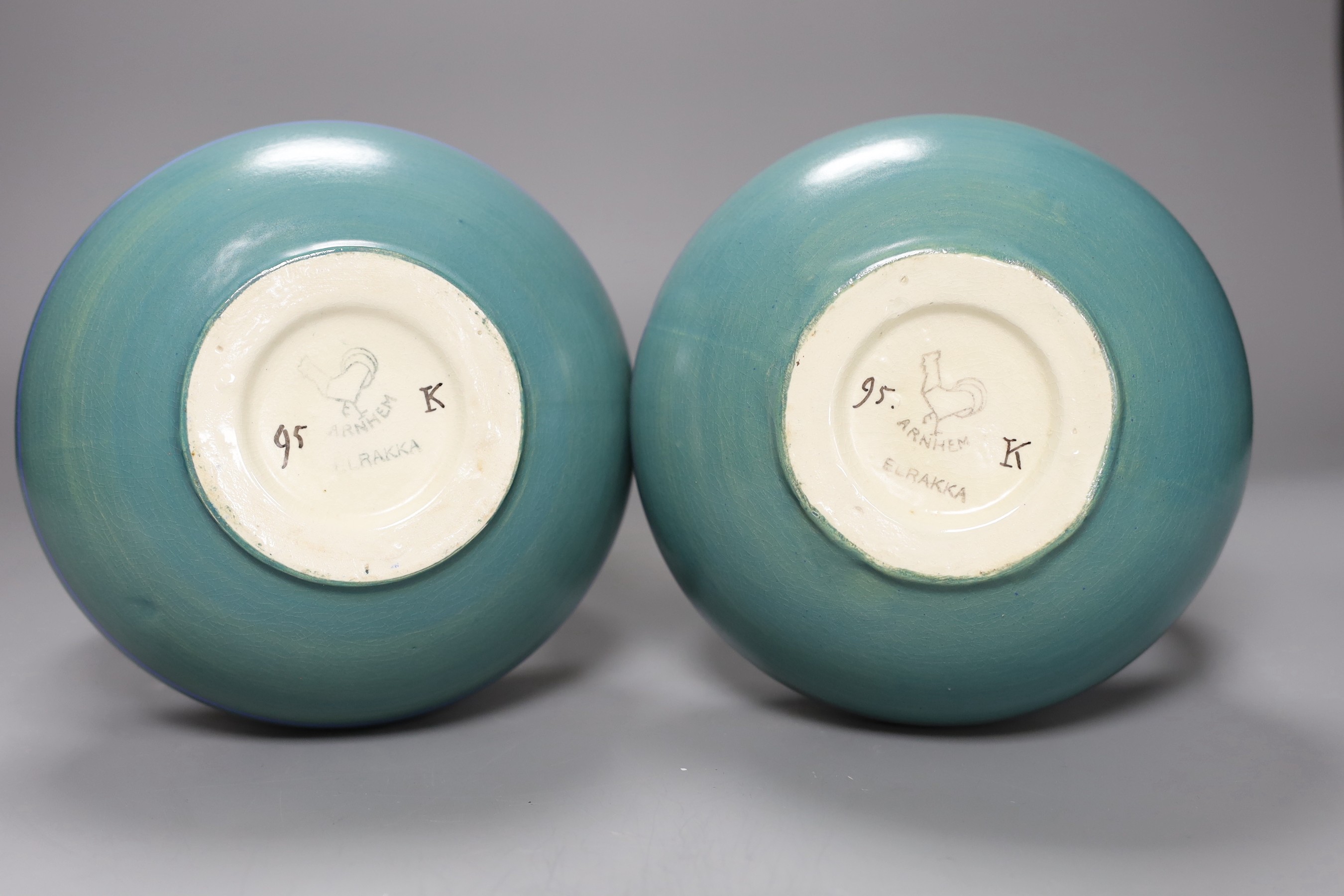 A pair of Arnhem Elrakka Art Nouveau vases, 29cm